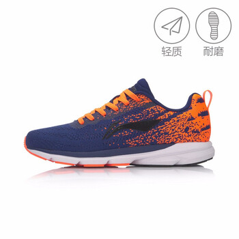 李寧（LI-NING）跑步鞋圖藍(lán)色/熒光果紅/黑 40