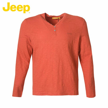 Jeep 長袖 男士T恤 橘色H6 