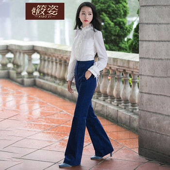 筱姿 高腰 直筒褲 女 長褲 休閑褲