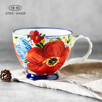 佳佰 美式马克杯陶瓷咖啡杯情侣杯创意手绘办公室水杯茶杯陶瓷杯子