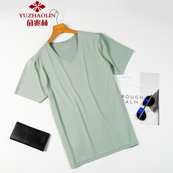 俞兆林（YUZHAOLIN） 短袖 男士T恤 V領(lǐng)淺藍(lán) M