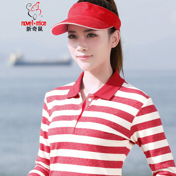 新奇鼠（novel·mice） 撞色，紐扣，拼色 短袖 T恤 女 POLO領(lǐng)