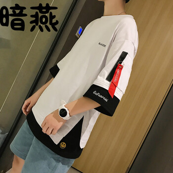 暗燕 五分袖 男士T恤 白色 S