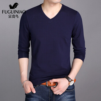 富貴鳥(niǎo)（FUGUINIAO） 長(cháng)袖 男士T恤 藏青    