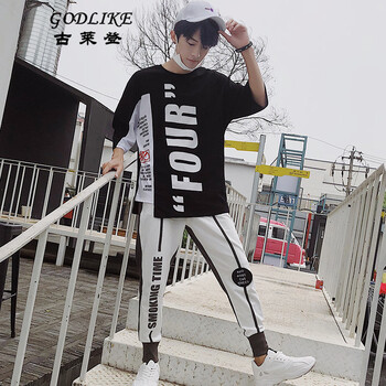 古萊登（GODLIKE） 短袖 男士T恤 黑衣灰褲 XL，L，XXL，M，XXXL
