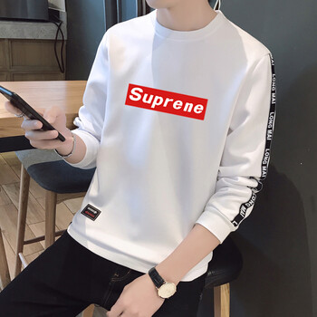 艾以純森（AIYICHUNSEN） 長袖 男士T恤 白色 XL，4XL，L，XXL，M