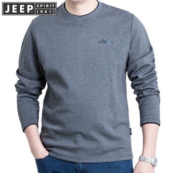 吉普（JEEP） 長(zhǎng)袖 男士T恤 灰色  TS0001 