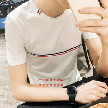 尊首（ZUNSHOU） 短袖 男士T恤 胸前條紋白色 S，XL，L，M，XXL