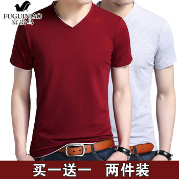 富貴鳥(niǎo)（FUGUINIAO） 短袖 男士T恤 紅色+灰色 XL，L，M，XXXL，XXL