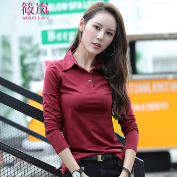 筱嵐（XIAOLAN） 紐扣 短袖 T恤 女 POLO領(lǐng)