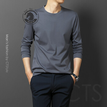 ANDSEEYOU 長袖 男士T恤 深灰色 XL，L，加大，XXL，XXXL，M
