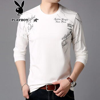 花花公子（PLAYBOY ESTABLISHED 1953） 長(cháng)袖 男士T恤 白色9856 