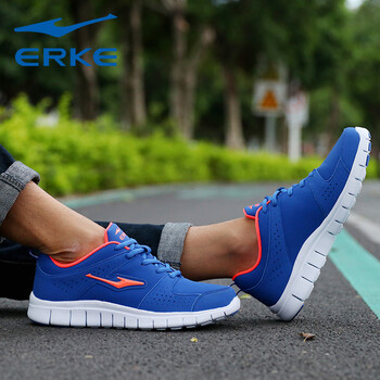 鴻星爾克（ERKE）跑步鞋336B古藍/熒光緋紅（革面） 