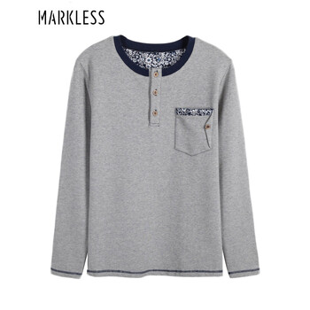 MARKLESS 長袖 男士T恤 灰色 XL，L，M，XXL
