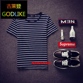 古萊登（GODLIKE） 短袖 男士T恤 黑條紋 S，XL，L，XXL，M