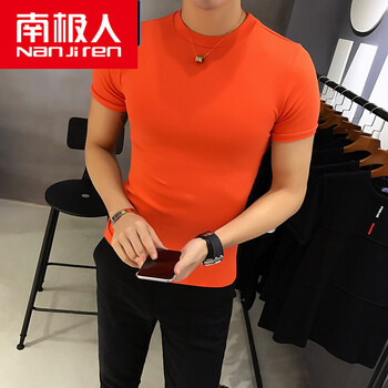 南極人（Nanjiren） 短袖 男士T恤 桔紅色 XL，L，M，XXL，XXXL