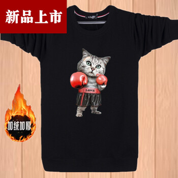 富貴鳥 長(zhǎng)袖 男士T恤 拳擊貓黑色 