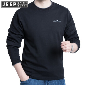 吉普（JEEP） 長(zhǎng)袖 男士T恤 黑色  TS0001 