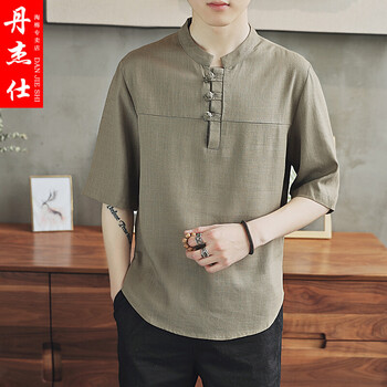 丹杰仕（DAN JIE SHI） 五分袖 男士T恤 駝色 XL，L，XXXL，M，XXL
