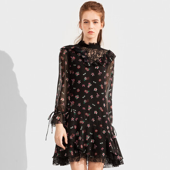 COLORMIKIBANA 植物花卉 荷葉邊，印花，蕾絲 連衣裙