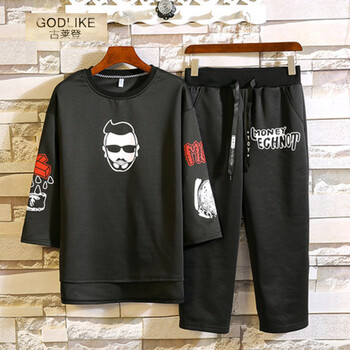 古萊登（GODLIKE） 短袖 男士T恤 B1178黑色套裝 S，XL，L，XXL，XXXL，M