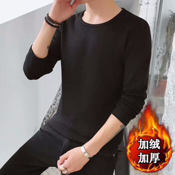 其他品牌 短袖 男士T恤 圓領(lǐng)黑色（加絨） XL，L，XXL，M，XXXL