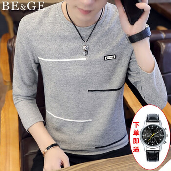 BE&GE 長(zhǎng)袖 男士T恤 灰 色1802 XL，L，M，XXXL，XXL