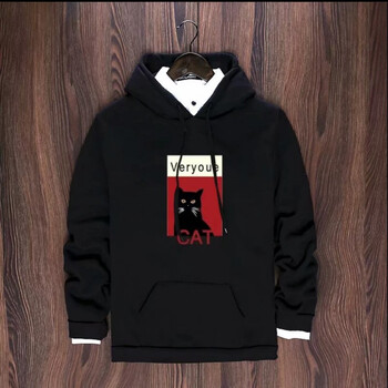 尊尚鳥（ZunshangniaO） 長(zhǎng)袖 男士T恤 小貓黑色 S，XL，L，XXL，M