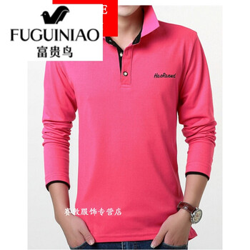 富貴鳥（FUGUINIAO） 長袖 男士T恤 紅色黑領(lǐng) XL，L，XXXL，M，XXL