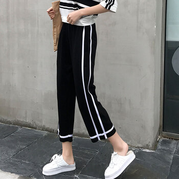 城加（CITYPLUS） 松緊腰 直筒褲 女 九分褲 休閑褲