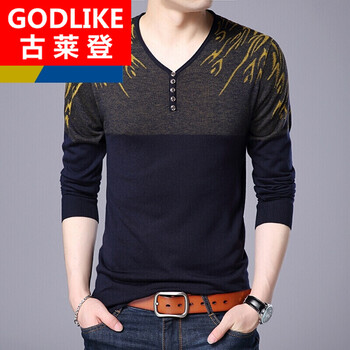 古萊登（GODLIKE） 長袖 男士T恤 A2黃色 