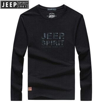 Jeep（吉普） 長(zhǎng)袖 男士T恤 5005-黑色 XL，L，XXL，XXXL，M，加大