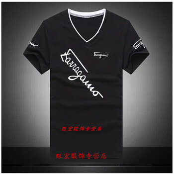 尊首（ZUNSHOU） 短袖 男士T恤 V領斜英文V白色 S，XL，L，XXL，M