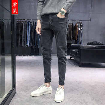 零集（LINGJI） 直筒褲 青春休閑 男士牛仔褲