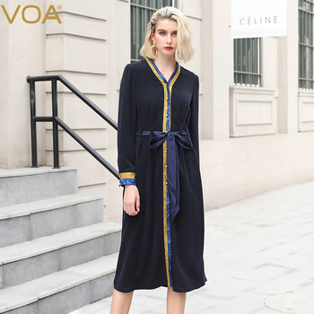 VOA 純色 拼接，紐扣，褶皺，綁帶 連衣裙