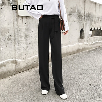 布淘（BUTAO） 高腰 闊腳褲 女 長褲 休閑褲