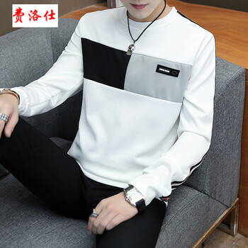 費(fèi)洛仕（FIOOSU） 長(zhǎng)袖 男士T恤 W13白（常規(guī)） 