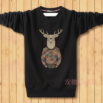 悠曼婭 長袖 男士T恤 黑色 大鹿 XL，4XL，5XL，L，XXXL，XXL，M