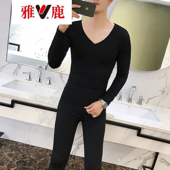 雅鹿 長袖 男士T恤 6686黑色(V領(lǐng)) S，XL，L，XXL，XXXL，M