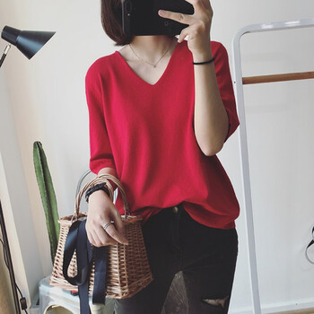 女半袖羊毛衫