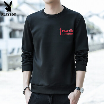 花花公子（PLAYBOY ESTABLISHED 1953） 長(cháng)袖 男士T恤 8736黑色 