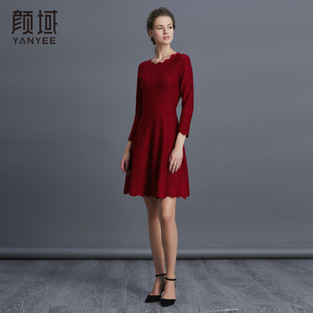 顏域（YANYEE） 純色 鏤空 連衣裙