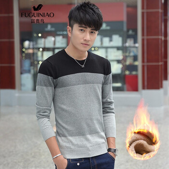 富貴鳥（FUGUINIAO） 長(zhǎng)袖 男士T恤 黑色加絨 XL，L，M，XXXL，XXL