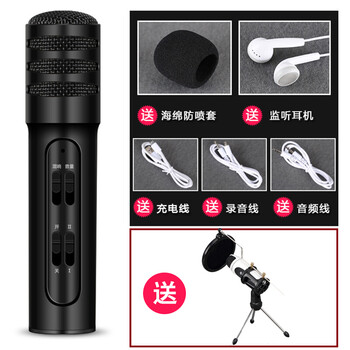 捷升  耳掛式 麥克風(fēng) 炫酷黑(單個(gè)話(huà)筒+三角支架)