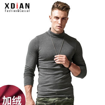 續(xù)點(diǎn)（XDIAN） 長袖 男士T恤 中領(lǐng)花灰 