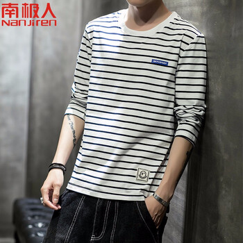 南極人 長袖 男士T恤 白色 XL，L，M，XXXL，XXL