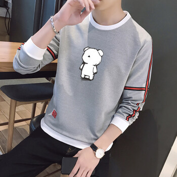 艾以純森（AIYICHUNSEN） 長(zhǎng)袖 男士T恤 艾以純森wy4023麻灰 