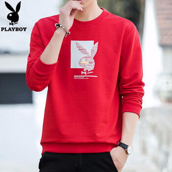 花花公子（PLAYBOY ESTABLISHED 1953） 長(zhǎng)袖 男士T恤 H304紅色 