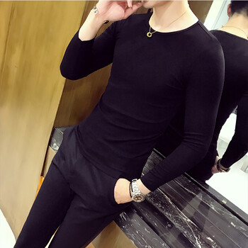 其他品牌 長袖 男士T恤 T9001低領(lǐng)長袖黑色 S，XL，L，M
