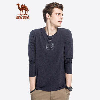 駱駝（CAMEL） 長袖 男士T恤 藍灰 XL，L，XXXL，XXL，M